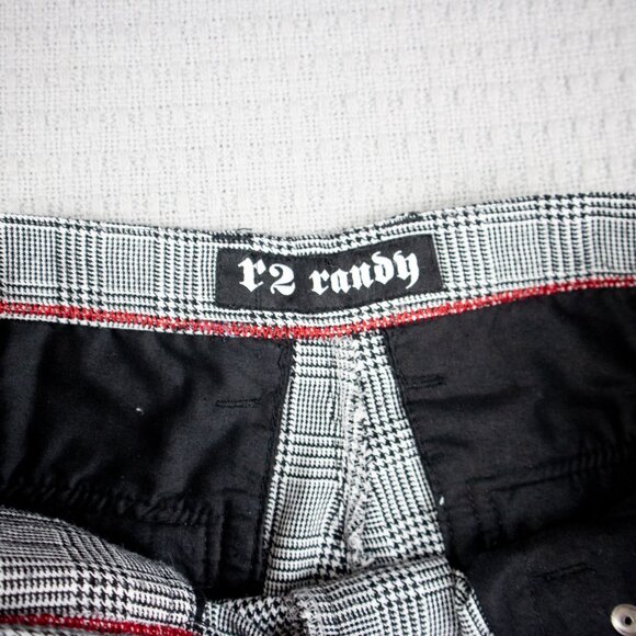 R2 Randy Y2K Checkered Skull Cropped Pants 30W - Picture 5 of 8